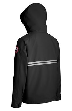 This highly-technical jacket takes inspiration from designs for scientests working in the harshest environments on earth. This style was adapted to have everything you need for everday protection-an adjustable hood, storm flap and multiple pockets-while being able to transition through multiple seasons. Style Name:Canada Goose Lockeport Water Resistant Jacket. Style Number: 6202678. Canada Goose Mens, Black Inspiration, Water Resistant Jacket, Black Windbreaker, Cozy Knits, Black Jacket, Lightweight Jacket, Canada Goose, On Earth