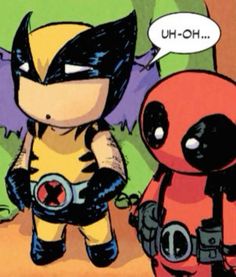 an image of a cartoon character and a deadpool