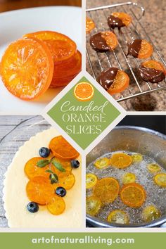 orange slices are being cooked on the grill, and then baked in an air fryer