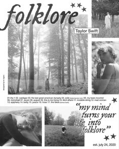 an advertisement for folklore featuring images of people in the woods