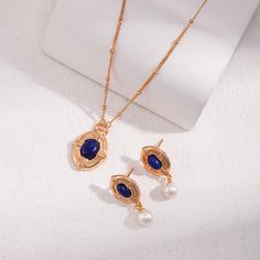 Introducing our Natural Lapis Lazuli Series - a touch of light retro court style fused with modern urban freshness. Our Pure Silver Lapis Lazuli Pearl Necklace embody this ethos, blending a light retro courtly design with traditional vintage luxury. Materials: - Natural Lapis Lazuli - 18k Gold Plated on Sterling Silver Note: Every pearl is unique. Items may vary from the pictures. Engagement Necklaces, Lapis Pendant, Lapis Necklace, Lapis Lazuli Jewelry, Lapis Lazuli Earrings, Lapis Lazuli Necklace, Retro Earring, Pearl Types, Recycled Sterling Silver