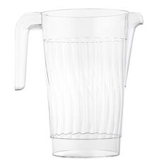 a clear plastic pitcher on a white background