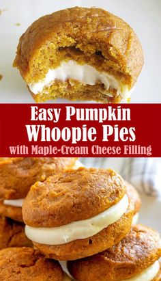 pumpkin whoopie pies with maple - cream filling are the perfect fall dessert