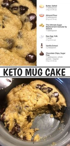 an image of a chocolate chip keto mug cake