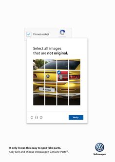 the volkswagen print ad is shown in this screenshot from its facebook page, which features an image of a yellow car