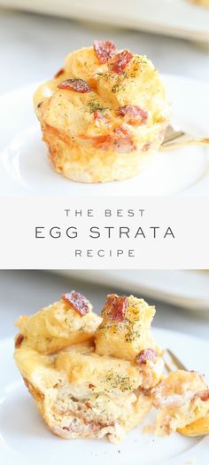 the best egg strata recipe is made with eggs, ham and cheese it's so good to eat