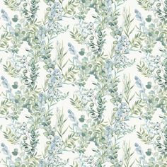 watercolor floral wallpaper with blue and green leaves