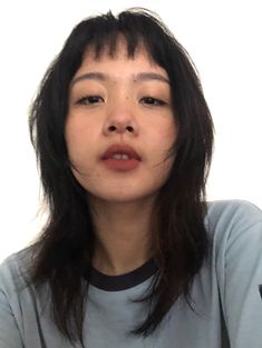 Hush hair cut with microbangs Mini Micro Bangs, Hair Inspiration Round Face, Hair Reference Straight, Straight Grunge Hair, Microbangs Asian, Asian Micro Bangs, Wolfcut Micro Bangs, How To Style Micro Bangs, Micro Side Bangs