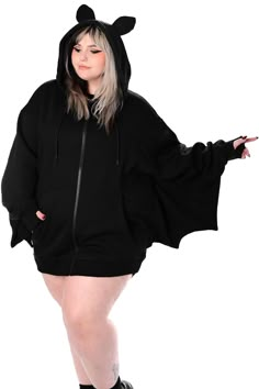 Batwing Hoodie - Sign Up For Restock Notifications! Batwing Hoodie, Clothes Design Inspiration, Bat Halloween Costume, Bat Ears, Bat Costume, Alt Clothes, Gift Wishlist, Goth Clothes, Hoodies Sweaters