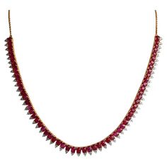 "No Heat Burma Ruby Necklace (Mogok Ruby Necklace)" Genuine untreated Burma rubies, particularly rare in the market. This remarkable necklace is meticulously crafted in 18k solid gold and adorned with natural diamonds. Our rubies are carefully selected for their harmonious size and precisely matched color. They possess relative cleanliness, showcasing a red hue and transparency. Each ruby is entirely natural, originating from Burma and free from any enhancements or treatments. They shine with a Mogok, Burmese Ruby, Necklace Clasps, Ruby Necklace, Tennis Necklace, Natural Diamonds, Ruby, Diamond Necklace, Solid Gold