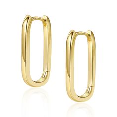 PRICES MAY VARY. These 14K gold plated small chunky hoop earrings are 13mm by 23mm and 2mm thick,4.2g/0.15oz in weight,which is minimalist and stylish. Lightweight and comfortable to wear, easy to put on and take off, and won't pull your earlobes down. Suitable your earring collection! Our stylish geometric minimalist small U hoop earrings for women are crafted with 925 Sterling Silver material and plated 14K gold,for a long lasting finish,and hypoallergenic.these super cute small silver hoop ea Pencil Bun, Gold Square Earrings, Small Silver Hoop Earrings, Small Gold Hoop Earrings, Fashion Elements, Small Gold Hoops, Chunky Hoop Earrings, Rectangle Earrings, Earring Collection