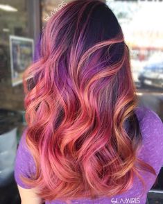 Mulberry Hair Color With Highlights, Vivid Ombre Hair, Short Red Hairstyles, Blonde Bayalage, Vivid Hair, Blonde Pink, Dyed Hair Pastel, Purple Highlights