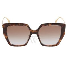 Fendi Sunglasses. Series number: FE40012U. Color code: 55F. Shape: Butterfly. Lens Width: 55 mm. Lens Bridge: 18 mm. Arm Length: 140 mm. 100% UV protection. Frame Material: Acetate. Frame Color: Havana Logo. Lenses Type: Brown Gradient. Rim Style: Full-Rim. UPC/EAN code: 192337087073. Fendi Brown Gradient Butterfly Ladies Sunglasses FE40012U 55F 55. Manufacturer's Packaging Included. Packaging Size And Color May Vary. Gradient Butterfly, Logo Sunglasses, Shape Butterfly, Ladies Sunglasses, Fendi Sunglasses, Sunglasses Logo, Versace Watch, Brown Gradient, Denim Shoes