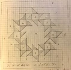 a drawing of a circle made out of squares and rectangles on graph paper