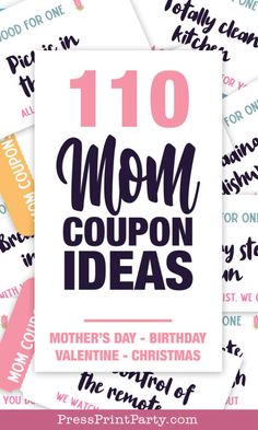 mother's day coupon with the words mom coupon ideas on it