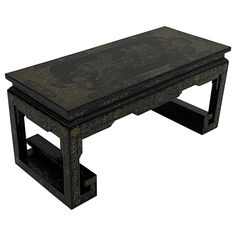 Beautiful Chinese black lacquer cocktail table having a fabulous shape and meticulous decoration in gold. Lacquer Coffee Table, Chinese Lacquer, Coffee And Cocktail Tables, Black Lacquer, Cocktail Table, Cocktail Tables, Table Furniture, Dining Bench, Home Accessories