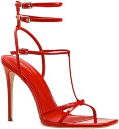 Luxury T-strap Heels For Summer, Sleek Red Open Toe Heels, Elegant Red Sandals For Summer, Glamorous Formal Sandals With Red Sole, Sleek T-strap Evening Sandals, Elegant Evening T-strap Sandals For Summer, Sleek T-strap Sandals For Evening, Elegant T-strap Sandals For Formal Occasions, Summer Gala Heels With Red Sole