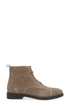 This cap-toe boot is shaped from supple leather and grounds any ensemble in timeless style. 5 1/4" shaft height Leather upper and lining/rubber sole Imported Business Lace-up Boots With Cap Toe For Winter, Fall Suede Lace-up Boots With Plain Toe, Rugged Cap Toe Lace-up Boots For Fall, Fall Lace-up Boots With Rubber Sole For Derby, Classic Cap Toe Lace-up Boots With Reinforced Heel, Goodyear Welt Construction Boots For Fall, Fall Lace-up Boots With Goodyear Welt Construction, Leather Ankle-high Boots With Rubber Toe Cap, Ankle-high Leather Boots With Rubber Toe Cap