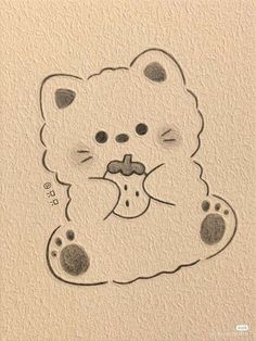 a drawing of a teddy bear with its eyes closed and paw prints on the wall