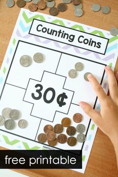 a counting coin game for kids to practice counting coins with the numbers 30 and 50