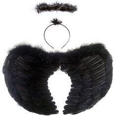 a black feathered headband and tail on a white background