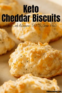 keto cheddar biscuits with text overlay