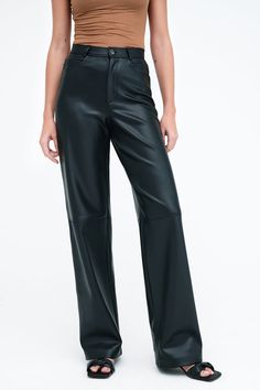 stretch pant, faux leather, leather pant, black pant, black leather pant, edgy, cool, minimalist Faux Leather Wide Leg Pants, Leather Wide Leg Pants, Force Of Nature, Tunic Hoodie, Sweatshirt Fabric, Red Pants, Petite Size, Bottoms Pants, Leg Pants