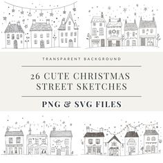 two cute christmas street sketches for svg files