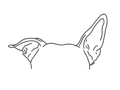 a black and white line drawing of a dog's head with its eyes closed