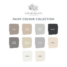 the paint color collection is shown in different shades