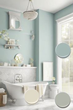 bathroom interior design, paint for bathroom walls, best bathroom paint, bathroom wall colors Duck Egg Blue Bathroom Ideas, Colorful Bathroom Paint Ideas, Bathroom Wall Ideas Paint, Grey Walls Bathroom, Spa Blue Bathroom, Robin Egg Blue Paint Color, Blue Paint Colors For Bathroom, Seaglass Paint Colors, Duck Egg Blue Bathroom