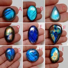 four pictures of different shapes and sizes of marbles