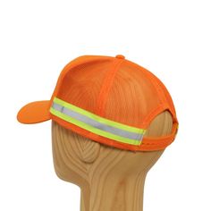 Stay safe and stylish with the Road Crew Cap. Constructed from polyester, this 5-panel shape cap features reflective strips and an eye-catching orange hue. A traditional snapback closure for a perfect fit. Orange Trucker Snapback Hat, Orange Adjustable Baseball Cap With Curved Brim, Orange Adjustable Curved Brim Baseball Cap, Orange 5-panel Hat For Outdoor, Orange Curved Brim Sports Hat, Adjustable Orange Trucker Hat, Orange Trucker Baseball Cap One Size, Orange Trucker Hat, One Size Fits Most, Orange Trucker Hat With Curved Brim