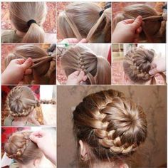 French Braid Buns, Diy Braids, Girls Hairstyles Braids, Girls Braids, Braided Bun, Different Hairstyles, French Braid, Bun Hairstyles, Kids Hairstyles