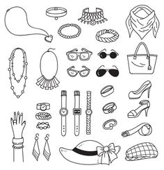 hand drawn fashion items and accessories