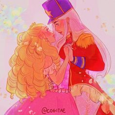 an image of two princesses kissing in front of each other with the caption coetiae