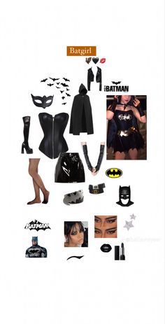 a collage of batman costumes and accessories