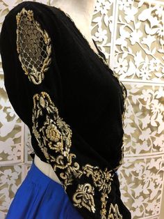 Black Cropped Jacket Embroidered Velvet Jacket with Blue Silk | Etsy Blue Silk Skirt, Black Cropped Jacket, Embroidered Velvet, Womens Skirts, Pakistani Dress Design, Velvet Jacket, Silk Skirt, Blue Silk, Cropped Jacket