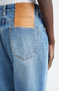 The signature 'J' doubles as a belt loop on these high-rise, straight-leg jeans crafted from cotton nonstretch denim in a faded medium wash. 34" inseam; 16" leg opening; 12" front rise; 16" back rise (size 28) Zip fly with button closure Five-pocket style 100% cotton Dry clean Made in Portugal Designer Clothing Classic Leather Jeans With Belt Loops, Leather Straight Leg Jeans With Pockets, Leather Jeans With Pockets In Straight Leg Style, Straight Leg Leather Jeans With Pockets, Leather Straight Leg Jeans, Jean Crafts, Straight Leg Jeans, Leg Jeans, Designer Clothing