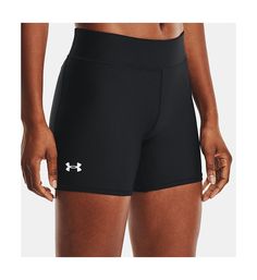 Close-fitting workout shorts deliver a full list of performance benefits. Made of polyester and elastane. Waist has tall, exposed elastic sewn onto the inside and sits at your hips without rolling or folding. Compression fit provides supportive coverage to your muscle groups to improve your workouts and lessen fatigue. HeatGear is the original performance fabric from UA, and its light feel and wicking ability help you ignore higher temperatures to focus on your workout. 4-way stretch and compres Athletic Elastane Shorts With Built-in Shorts For Sports, Gym Shorts With Contoured Waistband And Medium Support, Moisture-wicking Elastane Sports Shorts, Elastane Athletic Shorts For Sports, Black Athleisure Athletic Shorts With Contoured Waistband, Black Moisture-wicking Elastane Shorts, Black Elastane Athletic Shorts For Sports, Black Elastane Athletic Shorts For Workout, Black Sporty Athletic Shorts With Contoured Waistband