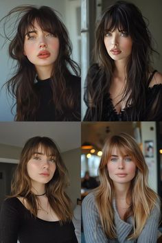 Bangs Into Layers, Curtain Bangs French, Curtain Bangs Ideas, Bangs French, Ideas For Straight Hair, Long Curtain Bangs, Bangs Ideas, Strawberry Blonde Hair Color, Hair Mask For Damaged Hair