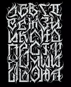 an old fashioned type of calligraphy in black and white