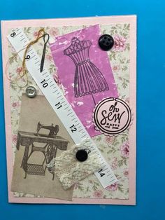 a piece of paper with sewing related items on it and a measuring tape next to it