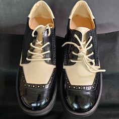 Dangrida Vintage Lace Up Round Toe Brogues Shoes Black Women Size 6.5 New Retro Black Wingtip Oxfords, Retro Black Round Toe Oxfords, Retro Black Oxfords With Round Toe, Shoes Black Women, Brogues Shoes, White Clogs, Peep Toe Wedge Sandals, Naot Shoes, Velvet Heels