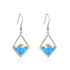 PRICES MAY VARY. ✿ ✿ Design: sterling silver wave earrings,inspired from blue ocean, inlaid with blue opal,charming and unique.A perfect gifts to express your love of the ocean. ✿ ✿ Material:925 sterling silver plus created opal. Nickel-free, lead-free,hypoallergenic. Ensure the comfort of everyday wear, especially for sensitive skin girls and women. ✿ ✿ Size: The blue opal dangle earrings: 1.56*0.63inch.Packaging: 1x wave drop earring ;1 x polishing cloth and 1 x exquisite YAFEINI gift box. ✿ ✿ Wave Earrings, Starfish Jewelry, Wave Jewelry, Opal Drop Earrings, Jewelry Beach, Ocean Jewelry, Beach Gifts, Ocean Wave, Sterling Silver Dangle Earrings