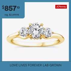 three stone engagement ring with the price $ 697 to $ 599 99 reg