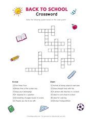 the back to school crossword is shown