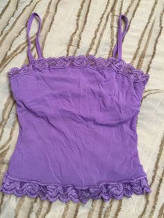 Vintage Stunning Masterpiece. Cosabella. Exquisite and must have for the collector of Art. Timeless beauty. Purple Cotton Camisole Top, Fitted Purple Top With Lace Trim, Box Knot, Purple Coat, Top Tank, Purple Top, Petite Women, Cute Casual Outfits, Beyonce