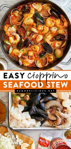 In the mood for the perfect comfort food? Have a bowl of this hearty, yummy soup! This seafood stew recipe is the BEST. Nothing hits the spot like this Easy Cioppino that's loaded with clams, mussels, cod, shrimp, and scallops! Easy Cioppino, Cioppino Recipe, Simple Soup, Comfort Soup Recipes, Seafood Stew, Comfort Soup, Easy Comfort Food, Seafood Dinner, Cold Nights