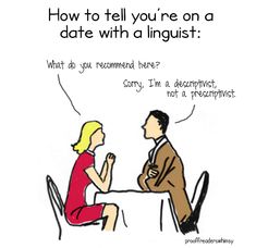 a man and woman sitting at a table talking to each other, with the caption how to tell you're on a date with a ignist?